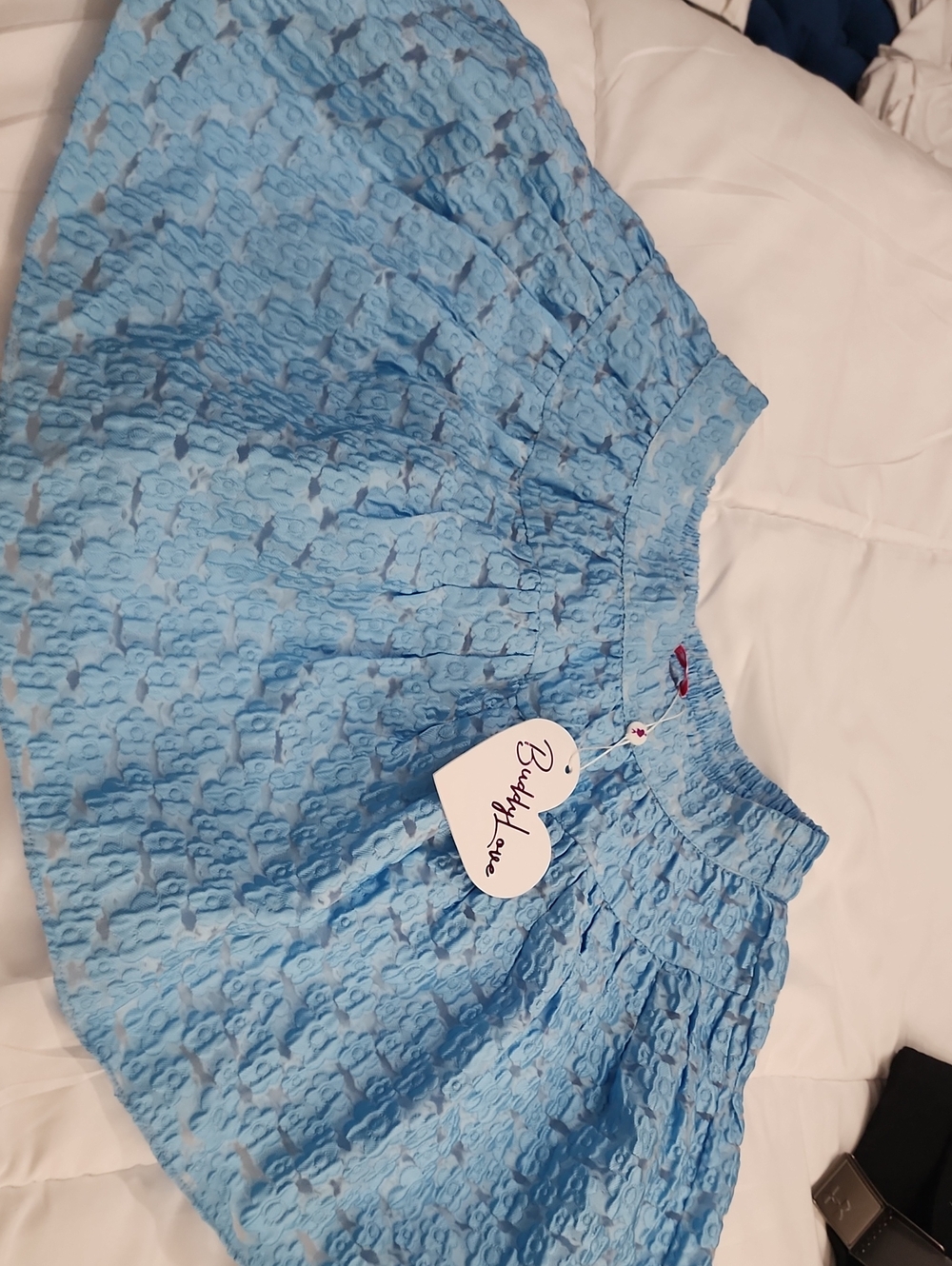 Buddy Love Light Blue Floral-Texture Skirt Dress
